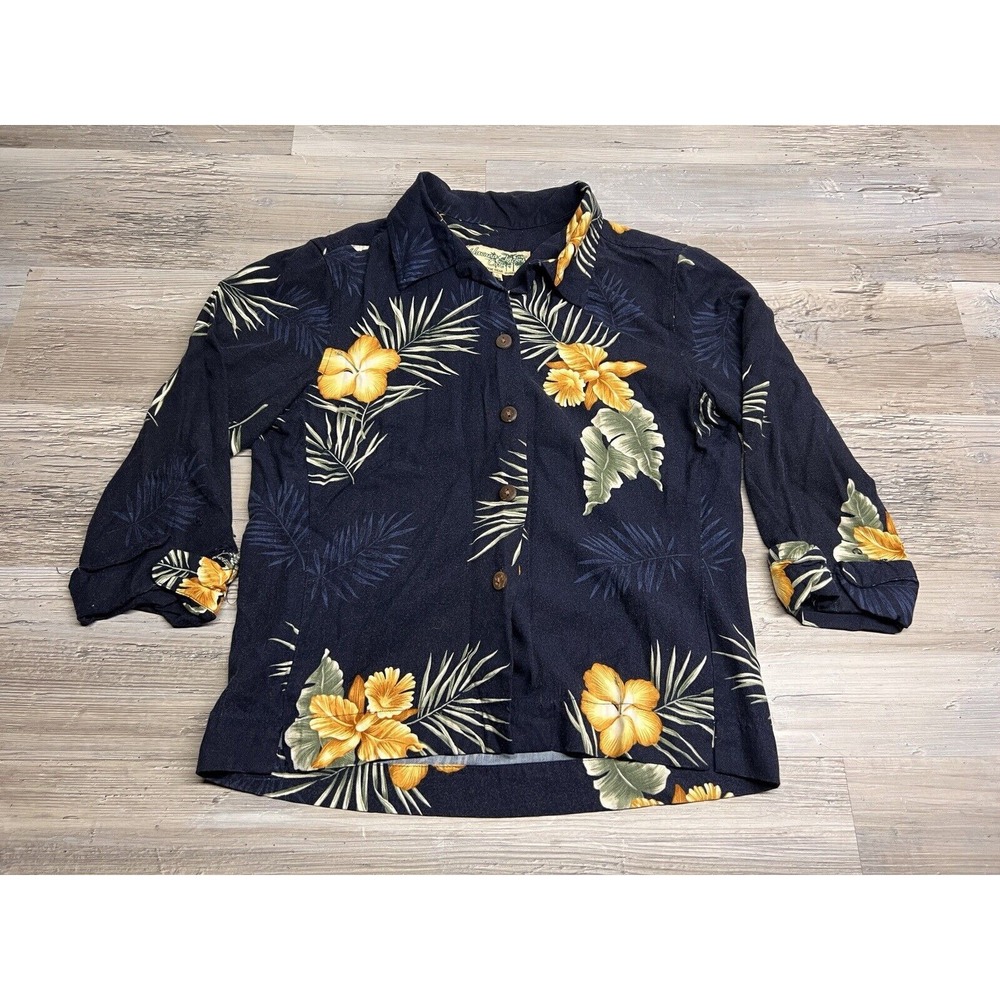 Vintage Havana Jacks‎ Cafe Shirt Floral Hibiscus Hawaiian Camp Top - Women's S